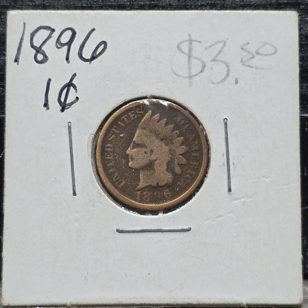 1896 Indian Head ONE CENT penny United States Of America coin